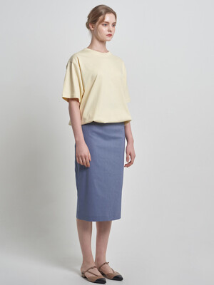 COTTON PENCIL SKIRT BLUE