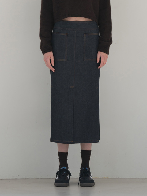 데님,스커트 - 리파인드902 (Refined902) - H-Line Pocket Slit Denim Skirt