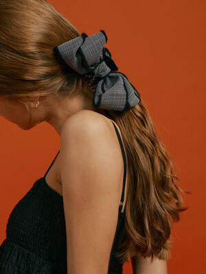 Gris tweed ribbon Hairclip