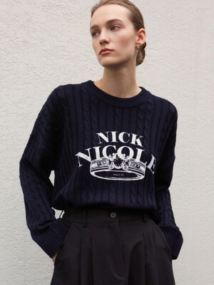 NICOLE RING CABLE KNIT_NAVY