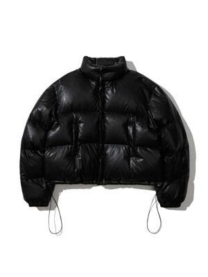 LEATHER DOWN PUFFER JACKET [BLACK]