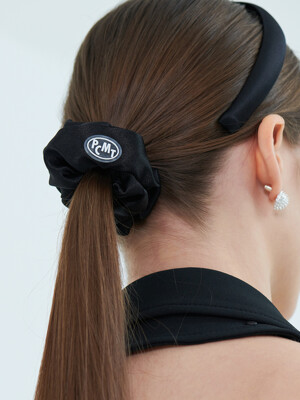 Logo Satin Scrunchie _ Black