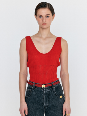 WRA Square Detail Sleeveless Top - Red