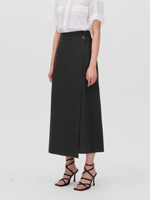 ASYMMETRICAL WRAP MIDI SKIRT