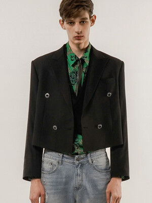 Double-Breasted Cropped Wool Tuxedo Jacket(MAN)_UTH-FB08