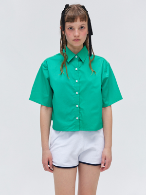 Wide Crop Half Shirts - Green