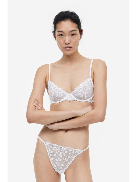 언더웨어 - 에이치엔엠 (H&M) - 노패드 언더와이어 레이스 브라 화이트 1076480005