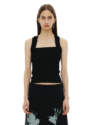 TWIST LOGO KNIT SLEEVELESS / BLACK