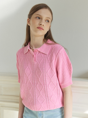 Maryam Cable Collar Knit - Pink