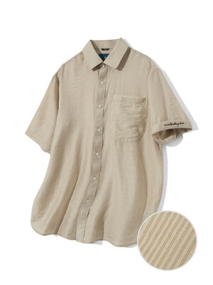 Silky Stripe Overfit 1/2 Shirt S126 Desert Sand