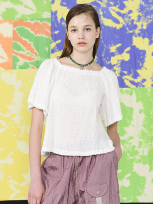 WRINKLE FLARE TOP_WHITE(NEW)