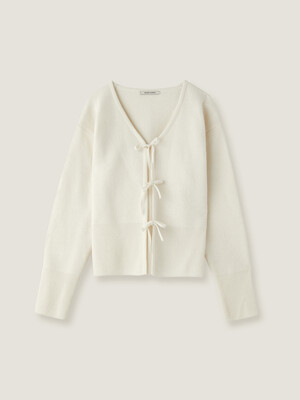 Ribbon point knit cardigan - Ivory