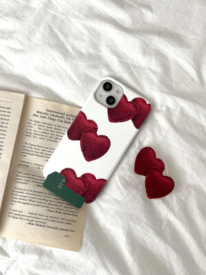 red felt heart pattern 디자인 [카드수납 폰케이스]