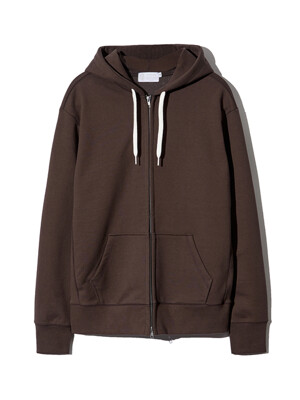 23FW Cotton Side Square 2way Sweat Hoodie Zip Up Brown_OHJ01BR