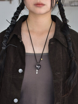 black heart string necklace (차콜, 딥브라운)