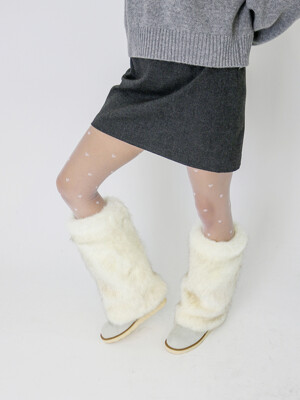 Bear Fur Long Boots Ivory