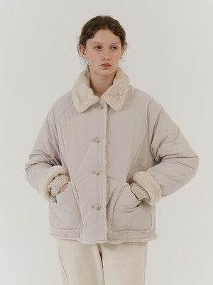 eco fur reversible jacket-beige