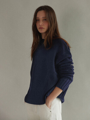 Lein pure wool knit_navy