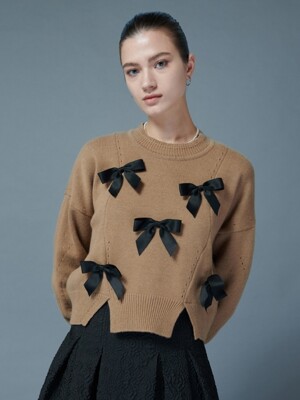 Hazel Ribbon Cashmere Knit Sweater [3 colors]