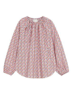 SIDE TIE NECK BLOUSE_PINK PRINT