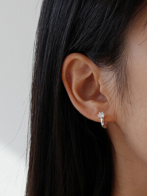 [Silver 925] Crown Cubic One-touch Earrings