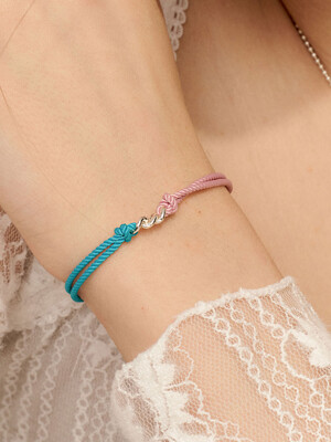 [Ib309]Blue Mix Cord Silver Bracelet