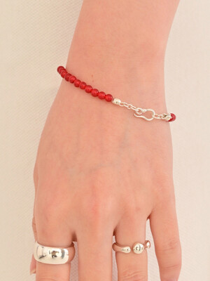 24 Red ball hook Bracelet-silver925