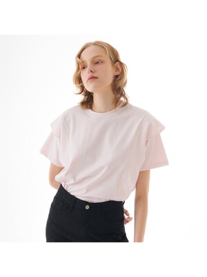 CUTTING LINE FRILL T-SHIRT PINK