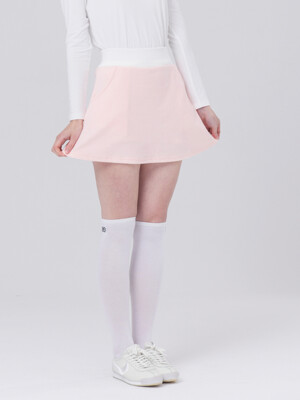 24SS 허리 배색 밴딩 테리 쎄미 플레어 소프트 핑크 스커트