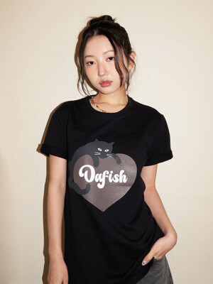 Overfit Cat Heart T-Shirts, Black