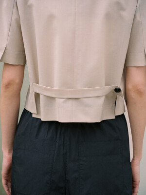 Back Strap Summer Wool Short Jacket  Beige (KE4511M04A)