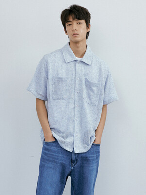 Needle crochet 1/2 shirt (blue bokashi)