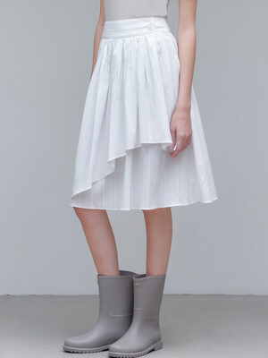comos 1148 wrap gather midi skirt (white)