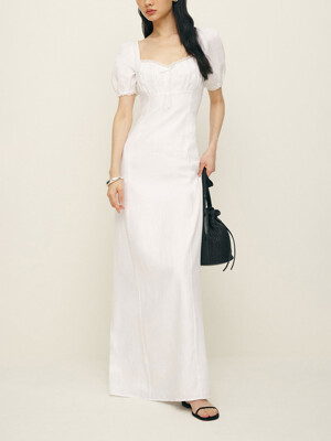 스위트하트넥 린넨 롱 드레스 (Petites Cherise Linen Dress)_화이트 RF14307035