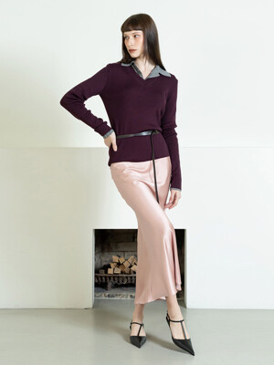 Flowing satin mermaid skirt - pink