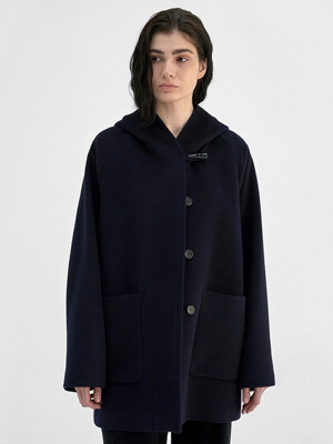 Claude Hooded half coat (Navy)
