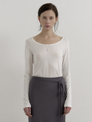 SCOOP NECK SHEER T-SHIRTS_IVORY