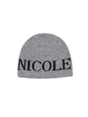 CASHMERE LETTERING JAQUARD BEANIE_GRAY
