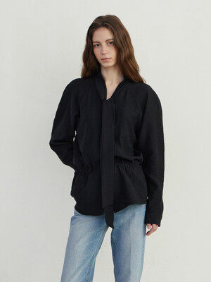 TIE RAGLAN BLOUSE - BLACK