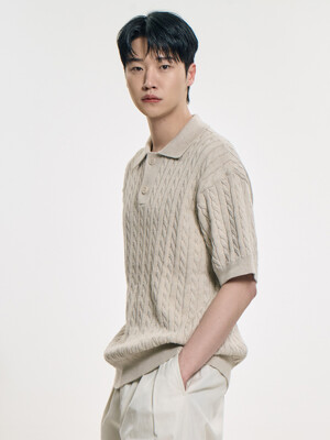 Urban Cotton Cable Collar Knit_Oatmeal