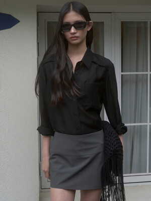SEE-THROUGH POCKET SHIRT_BLACK