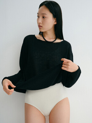 linen loose knit (black)