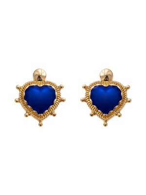 Deep blue heart earrings