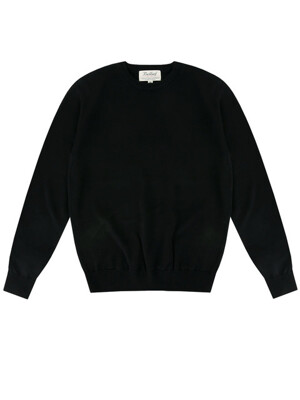Wool soft round neck knit (Black)
