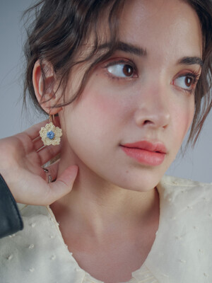 Crochet retro flower earring (Yellow)