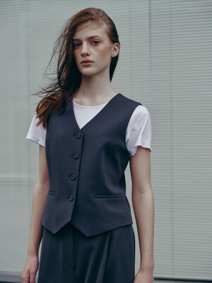[Drama Signature] Cropped Button-Down Vest_2color