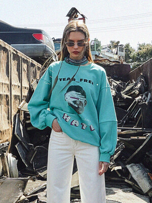 NOSEBLEED PRINT OVERSIZED SWEATSHIRT (EMERALD MINT)