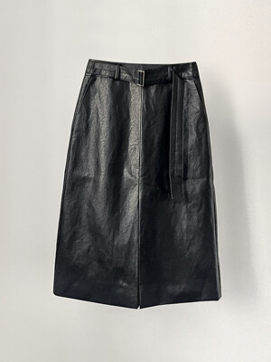 BELTED LEATHER  SKIRT
