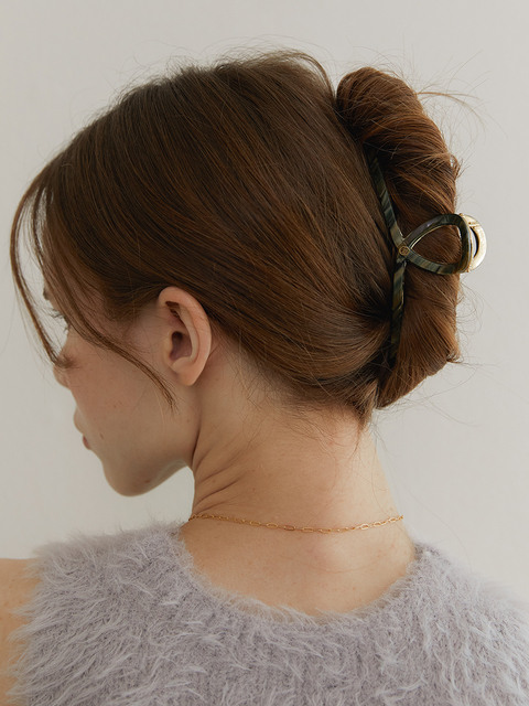 헤어액세서리 - 오블라 (OVLA ) - Twist metal point hair clip (deep olive stripe)