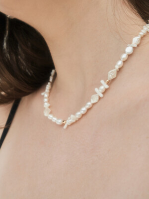 Wave Freshwater Pearl & Coral Necklace